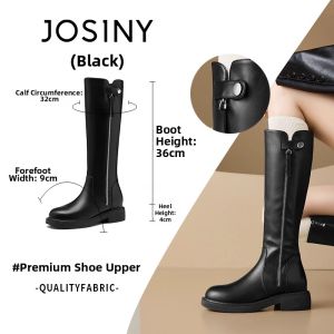 Josiny | White Mid-Calf Zippers Thick-Sole Height-Boosting Boots