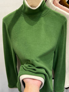 เสื้อยืดคอกลมแขนยาวผู้หญิง ผ้าขนแกะด้านในสองด้าน นุ่ม อบอุ่น เสื้อชั้นใน เสื้อตัวบน หนา ฤดูใบไม้ร่วง/ฤดูหนาว ใหม่ล่าสุด