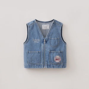 Marc&Janie | Vintage Baseball Boys V-Neck Denim Vest