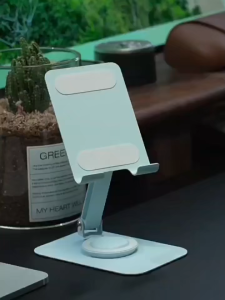【🔥SG🔥】RICHMENTMALL 360 Rotating Adjustable Height Phone Stand For iPad Tablet Holder Foldable Anti Slip Silicone Desktop Mount