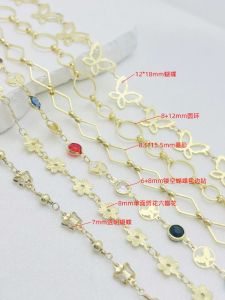 สร้อยข้อมือ DIY โซ่ลูกปัดทรงกลมทองชุบทอง 14K โซ่สร้อยคอ ชุบด้วยนาโน ชุบด้วย Zirconia สำหรับงานฝีมือ