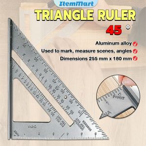 Triangle Ruler Aluminum Alloy Speed Protractor Square Miter Carpenter Tool 255 x 180 Mm