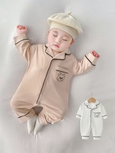 ชุดจั๊มสูทเด็กผ้าฝ้ายแท้แฟชั่นสําหรับทารกแรกเกิดเด็กชายและเด็กหญิงแขนยาวสไตล์สันทนาการชุดปีนเขาสําหรับฤดูใบไม้ผลิฤดูใบไม้ร่วงฤดูหนาว
