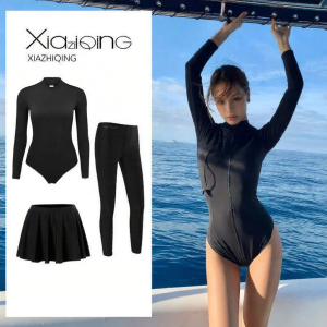 JINMIER | Conservative Womens Long Sleeve One Piece Swimsuit Surfing