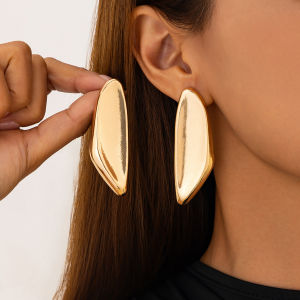 Ingemark Punk Irregular Geometric Smooth Surface Stud Earrings for Women Trendy Gold Color Metal Piercing Earrings Party Jewelry