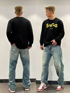 Áo Thun Nam Tay Dài in Họa Tiết Mắt Cổ Tròn Rộng Rãi Mùa Thu 2025 Phong Cách Mỹ Thường Ngày Thân Thiện Với Da Thoáng Khí