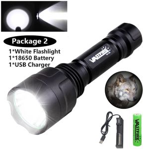VASTFIRE | LED Tactical Flashlight White/Green/Red Light Torch Hunting USB Rechargeable 350LM 600-800 Yards Range C8 Shooting Scout Lights