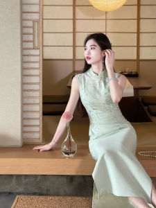 Qing Sewed Luxury Elegant New Chinese Styleengagement Ceremony Cheongsam Dress for Women Retro Style Medium Length Customizable