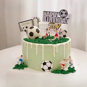 Football Cake Decoration Display Boy Style Baking Figurine Football Goal Set Holiday General Application Decorative Item