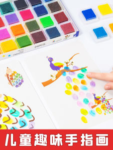 Nontoxic Creative Finger Print Painting Toys for Kids Colorful Inkpad Baby Toddler Finger Painting Drawing Book Art Playset