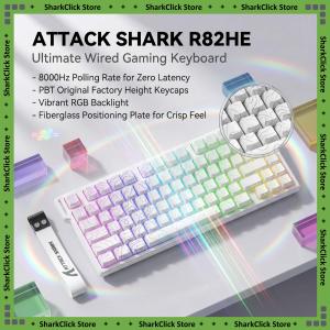 ATTACK SHARK | Attack Shark R82HE Wired RGB Magnetic Switch Keyboard 256K Scan Sampling Rate Accuracy 8K Return Rate