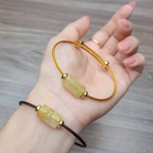 Vòng cáp lu thống TA Tóc Vàng khắc kim tiền 3D - Phong Thủy TUDO