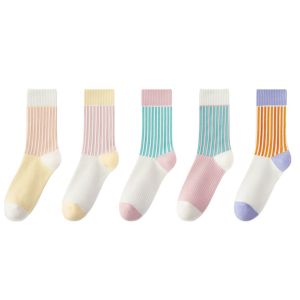 Womens Professional Badminton Sports Socks - Color Block Mid-Calf Athletic Socks