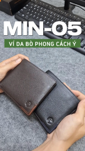 Ví da nam MIN-05 chất liệu da bò Ý cao cấp ví dáng ngang kèm hộp đựng bảo hành 03 năm chính hãng Anh Tho Leather