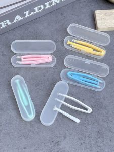 Portable Invisible Contact Lens Case with Handle Snap-On Rods Beautiful Eye Color Box Integrated Suction Rod Frosted Shell Extended