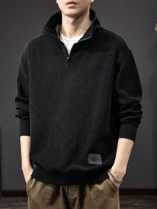 Zippered Stand-up Collar Mens Hoodie Casual Loose Long Sleeve