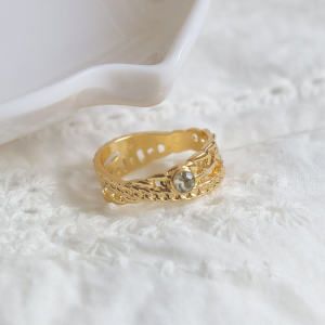 Diamond Female Ring Japanese and Korean Temperamental Original Design New Arrival Fashion Fancy Geometric Cut Out Niche Style Qingdao Ring