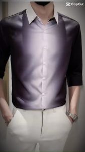 áo sơ mi áo sơ mi nam tay lửng phong cách hàn quốc thiết kế phối màu độc lạ cực chất trẻ trung cá tính và năng động chất vải mềm mịn thoáng mát - H62