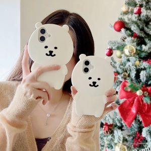 💯【Phone Case】+FREE Shipping 💯Kawaii 3D Cartoon Nagano Bear Phone Case Soft Silicone Cover For iPhone 12 13 14 15 16 Pro Max 14 15 Plus Silicone Soft Case Anti Drop Protective Cover