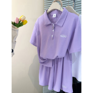 Running Sportswear Set Women Summer Thin Short Sleeve POLO Neck T-Shirt Shorts Two Piece Casual Sportswear Polyester Cotton Blend