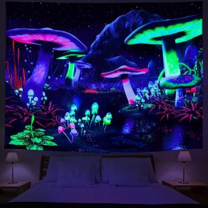 Psychedelic Chakra Magic Lion Blacklight Tấm Thảm UV Phát Sáng Phòng Treo Tường Trang Trí Nhà Polyester Kệ Sách Nghệ Thuật Cho Phòng Ngủ Phòng Khách