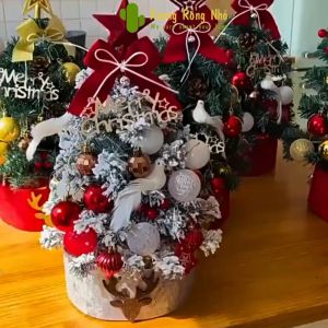Cây thông Noel cao 40 55cm full phụ kiện trang trí đèn và đồ trang trí