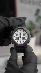 Jam Tangan Pria Casio G-Shock GA-100WD-1A White Dial Black Rubber Band
