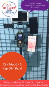 Bộ Cây Tripod + 5 Kẹp điện thoại + 5 Càng xoay 360 độ Gậy chụp ảnh 3 chân Cây livestream quay video dựng phim