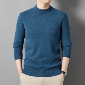 ROMON | Romon Mens Half High Collar Wool Sweater Winter New Year Red Dragon Year Pure Wool Knitted Fashion Urban Loose Fit Long Sleeve