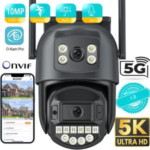 BESDER 5GHz WiFiการเฝ้าระวังกล้อง 5K 10MP Dualเลนส์AI Human Detectionความปลอดภัยกลางแจ้งPTZกล้องIP 10MP Intercomกล้องวงจรปิดCam