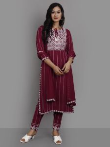 BEAUTIFUL RECEPTION WEAR RAYON FOIL PRINT FANCY KURTI PANT WITH DUPATTA