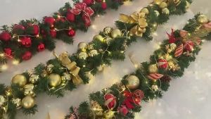 Dây lá thông xanh trơn chưa trang trí rộng 25cm hàng dày rậm dài 1.8m và 2.7m QT23