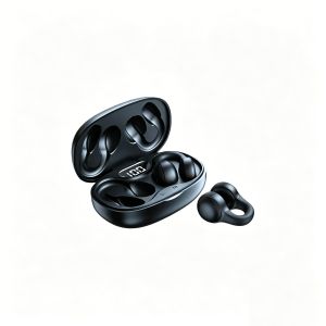 Wireless Ear Clip Bone Conduction Earbuds Ultra Lightweight Wearing Low Latency Gaming Audio-Video Sync with Digital Display