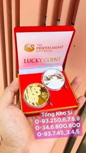 [GIÁ SỈ] Đồng xu hình con Rắn của Úc màu vàng bạc kèm phụ kiện hộp nhung (đỏ) trưng bày sang trọng