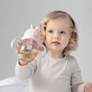 Tritan BPA Free 260ml Baby Bottles Sippy Cup with Flashing Light Kids Water Bottle Toddler Cups Weighted Straw