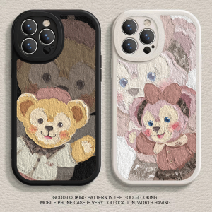 Cute Couple Daffy Duck Bear Phone Case for  15 14Promax 13ShirleyRose 12Mini 11Cartoon 17/Xr16 Small Sheep Leather 8Plus Soft Shell 7/6