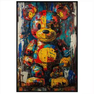 Tranh gấu bearbrick. Tranh treo tường dán tường sơn dầu canvas trang trí. CGI-1987