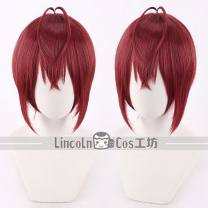 Lincoln Alice in Wonderland Riddle Dark Red Cosplay Wig Fixed Hair for Party Performance Magic Show Halloween Costume Accessory