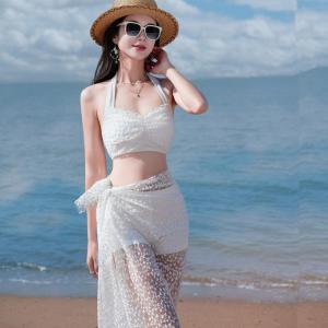 ฤดูร้อน Rose ชุดบิกินี ชุดว่ายน้ำ ผู้หญิง ลูกไม้ เซ็กซี่ ชุดว่ายน้ําวันหยุดสามชิ้นแยก ดีไซน์ สไตล์สามเหลี่ยมพร้อมแผ่นรองหน้าอก