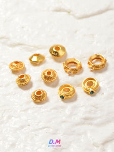 Gold Plated S925 Pure Silver UFO Spacer Beads Loose Beads Hand Bracelet Stringing Accessories DIY Fashion Jewelry Parts