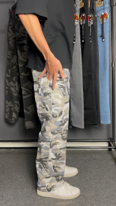 Pants Loreng Pria Gaya Hip-Hop Pinggang Reguler Motif Camo Panjang Full Length