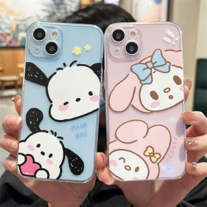 Cute Couple Pachat Dog Melody Transparent Silicone Phone Case Full Cover for Apple iPhone 14 pro Max 13 15 plus 11/12 7/8 plus 6SP