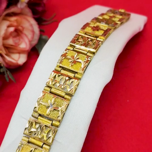 สร้อยข้อมือทองเหลืองลายเลสตัดลาย ความยาว 7.5 นิ้ว งานทองเหลืองแท้ งานดิบไม่ได้ชุบ ทองเหลืองโบราณ