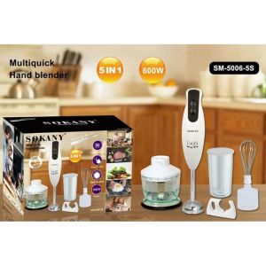 SOKANY 5 IN 1 SM-5006-5S 600W MULTI QUICK HAND BLENDER MULTIPURPOSE KITCHEN BLENDER JUICER KITCHEN APPLIANCE