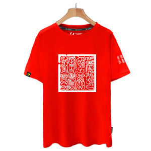 LUOQIU | Áo Thun Cotton Tay Ngắn Phong Cách Trung Quốc với Dấu Ấn Ngọc Đế Qin Shi Huang