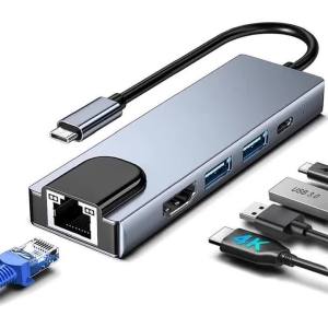Cổng Kết Nối Đa Năng USB C Hub 4K HDTV Ethernet RJ45 Sạc Nhanh 100W PD USB 3.0 Type C Dành Cho MacBook Pro Air iPad - Phụ Kiện Máy Tính Xách Tay