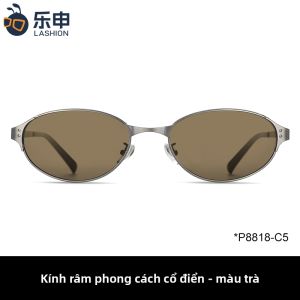 lashion | Kính Mát Vintage Màu Nâu Phù Hợp Với Khuôn Mặt Tròn và Oval Nhìn Nhỏ Gọn