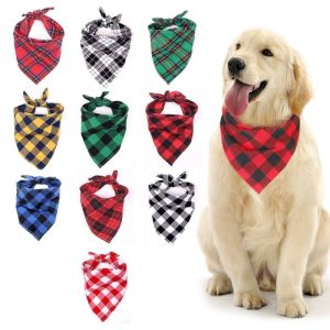 Pet Dog Bandana Pet Neckerchief Classic Red Black Plaid Cat Puppy Kerchief Pet Dog Accessories Scarf Dog Saliva Towel