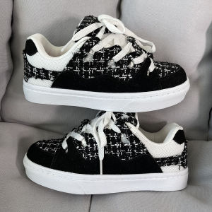 Trendy Mens Shoes Sporty Thick Bottom Patchwork Bread Shoe Couple Match Casual All-Match Leather Stitching Youth Fashion