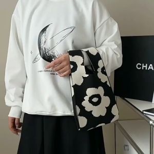 MERMAI Casual Handmade Knot Flower Wrist Bag Shopping Bags Tote Bag Knit Handbag